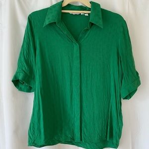 & Other Stories green jacquard shortsleeve blouse